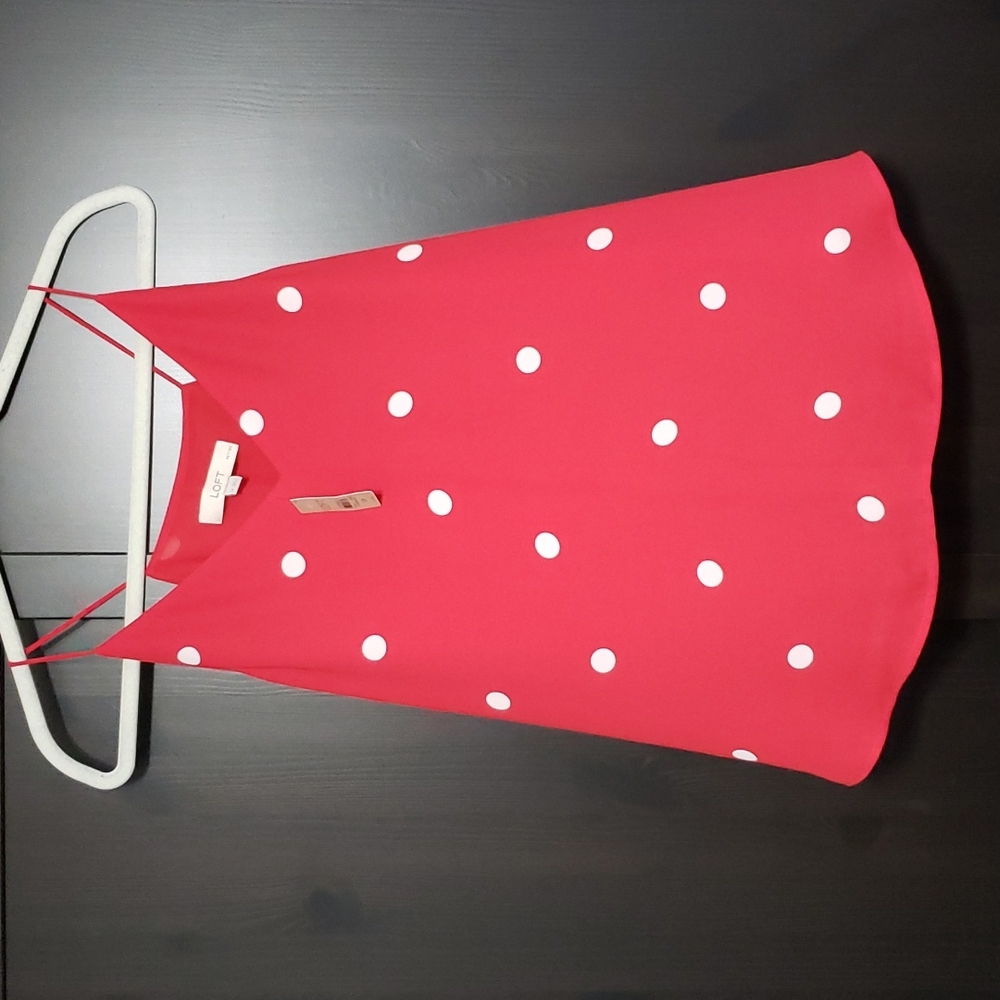LOFT LP red & white polka dot tank top